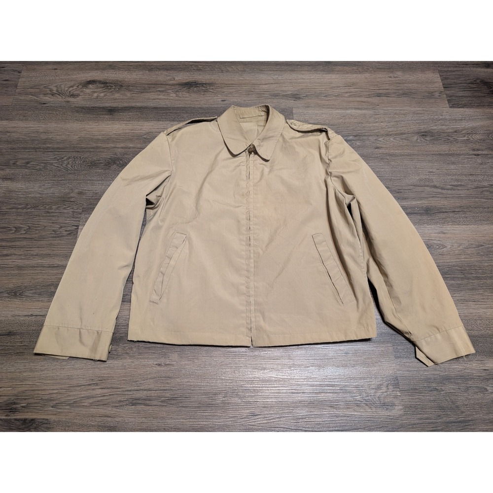 Vintage Creighton Military Uniform Jacket Khaki Tan Full Zip‎ USA Made 42